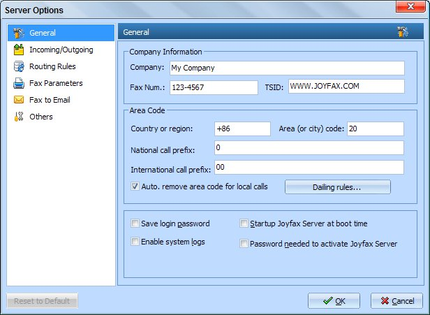 screenshot of Joy Fax Server